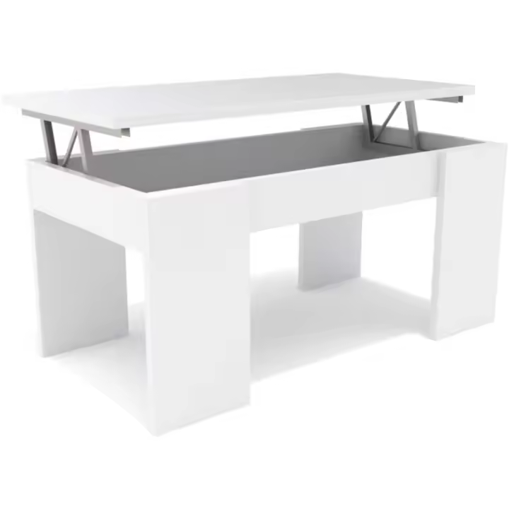 Centro elevable, Comedor o Auxiliar, Mayor Grosor y Estabilidad (Blanco Tapa Roble) - 1