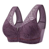 Copas de algodón suave con cremallera frontal para mujer, ropa interior transpirable sin anillo de acero, camiseta sin mangas, Sujetador de encaje de talla grande - details 4