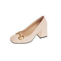 2025 nuevas mujeres Mary Jane zapatos de las mujeres tacones blancos gruesos tacones altos hermosos zapatos individuales - details 0