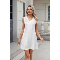 Nuevo Vestido informal de verano con cuello en V y Color sólido con cierre de palacio y bolsillo para mujer - details 34