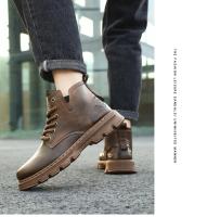 con botas de cuero de estilo retro, suelas gruesas, zapatos casuales de caña alta para hombre resistentes al desgaste, cremalleras laterales - details 9