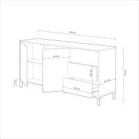 Buffet de Salón Aparador 2 Puertas y 3 Cajones Acabado en Color Roble Canadian y Blanco - details 6