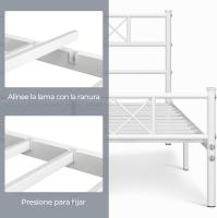 90 x 190 cm con espacio de almacenamiento bajo marco de metal altura del suelo 32 cm blanco - details 25