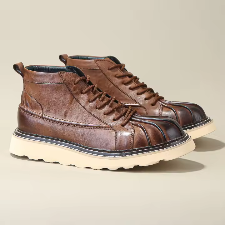 Cuero genuino de alta gama, cabeza de res pura, capa de cuero de vaca, cáscara de cabeza, plataforma, zapatos de cuero. - 1