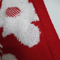 Flor flocada Nuevo cárdigan de punto rojo diseño de mujer nuevo suéter elegante de gama alta con cuello en V abrigo suéter - details 1