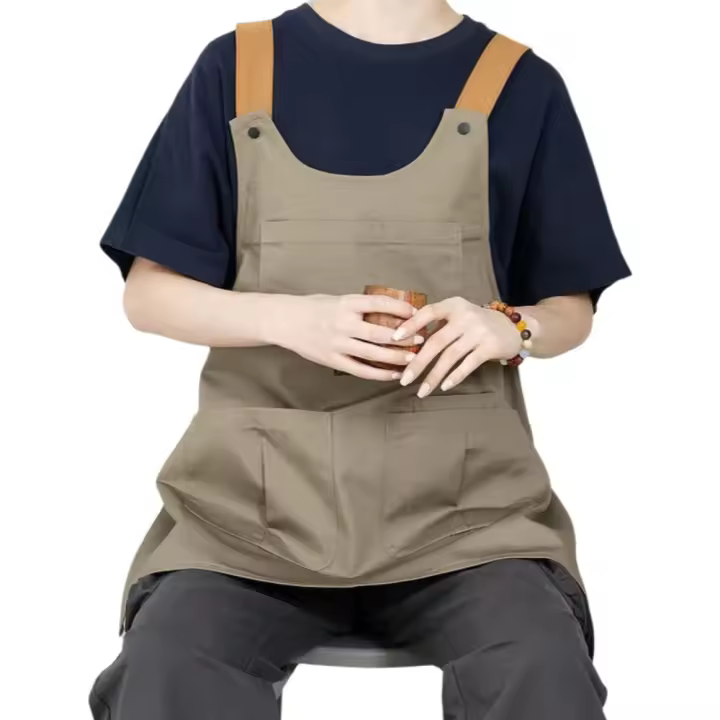 Delantal de cocina resistente al viento para ropa de trabajo, delantal de barbacoa de poliéster ajustable con diseño de herramientas multibolsillos, delantal de cocina a prueba de aceite - 1