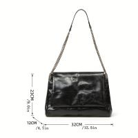 ANNMUU Bolso bandolera ajustable de gran capacidad para mujer con correa de cadena desmontable, bolso de hombro con cierre magnético para ir al trabajo, ir de compras y uso diario - Blanco/Negro - details 2