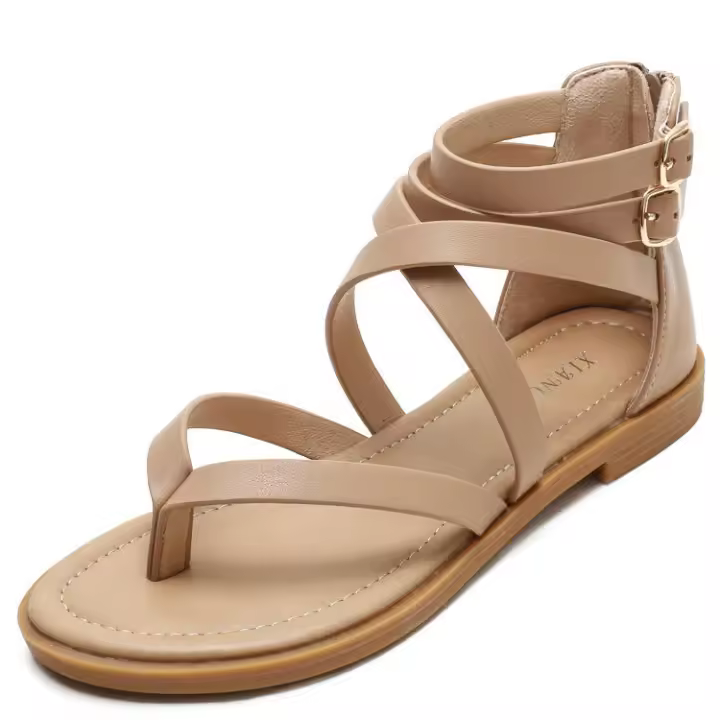 Sandalias Romanas de Correa Delgada Estilo de Hada de Verano Tacón Bajo Versátil para Mujeres - 1