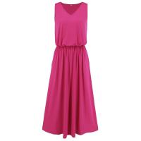Vestido de Cintura Elástica sin Mangas de Color Sólido V-Neck Moda de Verano 2025 para Mujeres - details 1