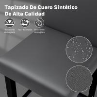 2xTaburete de Bar Silla con Respaldo Madera Maciza Piel sintética Taburete Alto Asiento Acolchado Grueso Gris BH21gr-2 - details 4