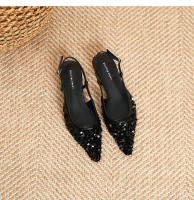 Zapatos de tacón bajo puntiagudos con lentejuelas plateadas - details 23