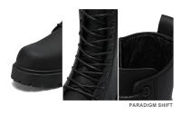 Hombres Botas De Herramientas De Locomotora Negra Botas De Cuero Informales Impermeables De Cuero Suave De Caña Alta - details 4