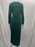 Vestido de fiesta de manga larga para mujer, vestido elegante de cuello en V, color sólido, nuevo, otoño - details 2