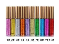 HANDAIYAN Delineador de ojos líquido, juego colorido, 10 colores, delineador de ojos metálico plateado dorado con diamantes, barras de delineador de ojos impermeables, brillo duradero - details 0
