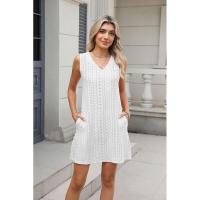 Nuevo Vestido informal de verano con cuello en V y Color sólido con cierre de palacio y bolsillo para mujer - details 32