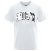 Camiseta holgada informal con letras de Brooklyn de Nueva York para hombre, Top 100% algodón, camiseta de Hip Hop de moda transpirable - details 17