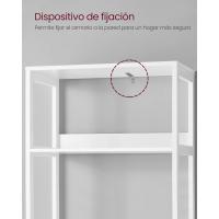 Armario de Baño, Armario Alto, Estantería Independiente, con 3 Estantes Abiertos, 1 Cajón Grande y 1 Armario, 32,5 x 60 x 154 cm, para Sala de Estar, Cocina, Estudio, Blanco - details 5