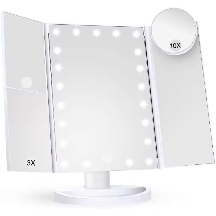 Espejo de maquillaje con luces, espejo de tocador con Control táctil, triple fuente de alimentación Dual, LED portátil - 1