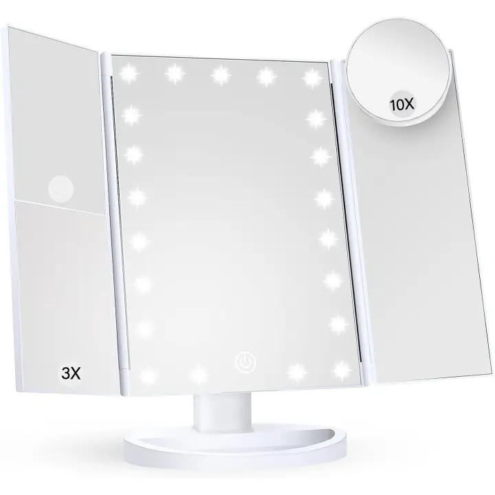 Espejo de maquillaje con luces, espejo de tocador con Control táctil, triple fuente de alimentación Dual, LED portátil - 1