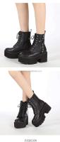 Dropshipping Logo gótico zapatos de tacón bajo para mujer moda remache tobillo botas Martin de fondo grueso - details 7
