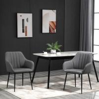 Pack de 2 Sillas de Comedor Sillas Decorativas Tapizadas en Lino Sillas de Cocina con Respaldo Reposabrazos y Patas de Metal para Salón 59,5x56,5x81 cm - details 17
