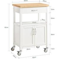 Cocina móvil Carrito de Servir Estante de Cocina Blanco 60 x 45 x 92 cm ES - details 6