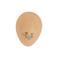 Piercing de tabique Real de oro rosa, anillos de Nariz, joyería corporal, flor hueca, Clicker, 16G, 1 unidad - details 5