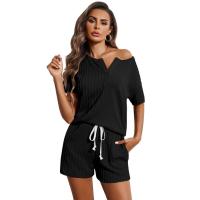 Primavera Y Verano En Europa Y Estados Unidos Ropa De Casa De Mujer, Conjunto De Pijama, Jacquard De Punto Pantalones Cortos De Manga Corta Traje De Dos Piezas - details 3