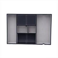 Caja de Almacenamiento de Cuero PU Negro con 6 Rejillas para Llaves y Cambios Caja de Exhibición de Joyería para Escritorio Recipiente de Almacenamiento Rectangular Removible y Plegable - details 5