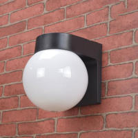 Luz led moderna para porche al aire libre, Base de PC blanca y negra, pantalla de lámpara acrílica lechosa, bola E27, lámpara de pared para exteriores - details 0