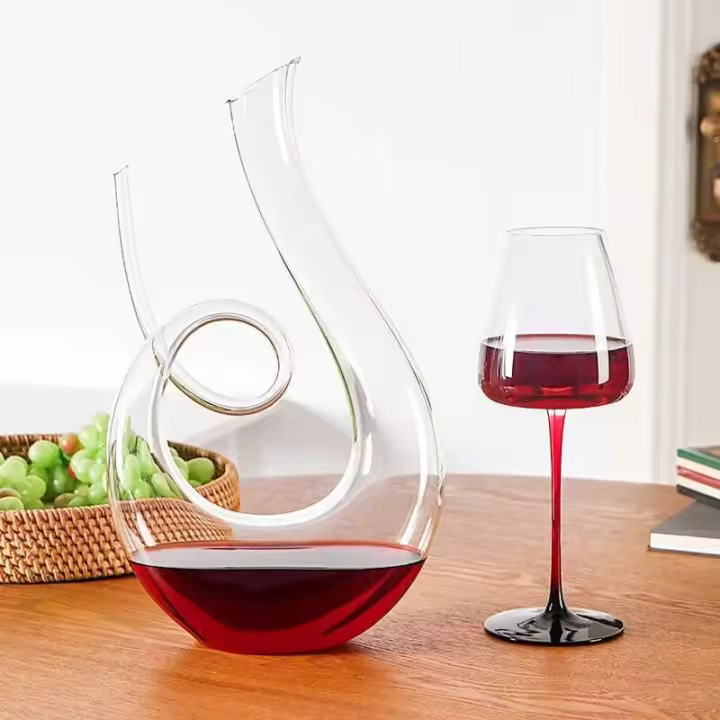 Botellas de vino tinto de cisne con forma especial, ollas de fiesta de bar sopladas a mano, juego de aireador de champán de cristal de moda sin plomo - 1