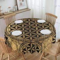 Mantel circular mandala, flor de loto de la vida, impermeable, resistente al aceite, 60 pulgadas, forma geométrica sagrada - details 177