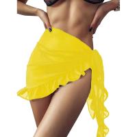 Traje de baño Coverups Mujeres Volantes Dobladillo Sarong Playa Bikini Wrap Sheer Falda Corta Bufanda de Gasa para Traje de Baño - details 10