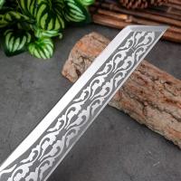 Cuchillo De Cocina De Acero Inoxidable Resistente Para Corte De Carne Y Pescado Hoja Forjada Con Patrón De Láser Herramienta Chef Profesional Para Cocina Y Preparación De Alimentos - details 2