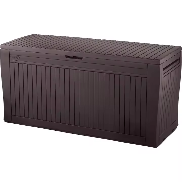 Arcón exterior Baúl de almacenamiento de resina marrón Capacidad de 270L - 1