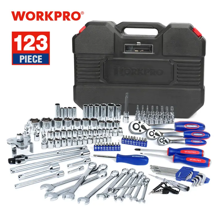 WORKPRO-Juego de Vasos para Llaves de Carraca, 108 Piezas, Ideal para Bricolaje, Reparación o Trabajos Mecánicos - 1