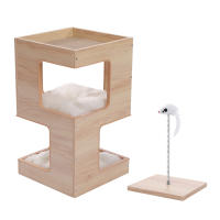 PAWZ Road Camita para gatos con dos grandes condominios, almohadilla rascadora, rascadora para gato desmontable, casa de madera para gatos con tapetes mullidos, muebles para gatos y juguetes para gatos - details 20