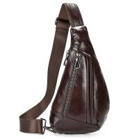Bolso de pecho de cuero de vaca suave para hombres, paquete de pecho de cuero genuino, bandolera pequeña, bolso antirrobo, café - details 17
