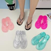 Chanclas de cristal para mujer 2024, pantuflas de playa antideslizantes para exteriores, sandalias planas transparentes nuevas de moda para niñas de verano - details 2