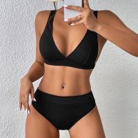 Conjunto de Bikini de Cintura Alta de V-Neck Sexy Traje de Baño de Push Up Negro para Mujeres - details 6