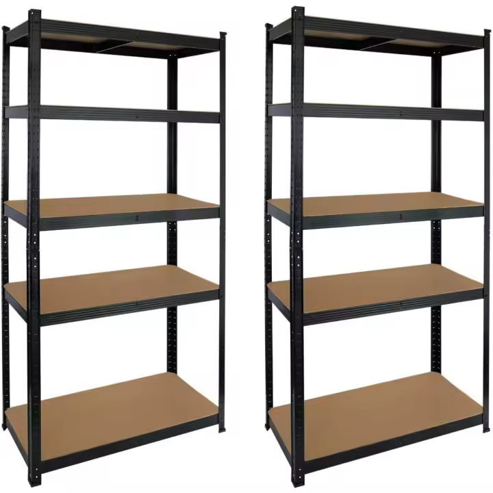 Estanterías Metálicas Galvanizadas Color Negro 875Kg 5 Baldas modulares 180 x 90 x 40cm - 1