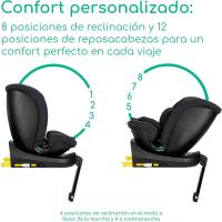 Silla Coche 360, 0-12 años, 40-150 cm, Silla Coche, Instalación Pata Apoyo, Giro 360, 8 Posiciones Reclinación, 12 Posiciones Reposacabezas, Full Black - details 2