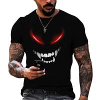 Camiseta para hombre con gráficos del diablo, ropa de calle de manga corta con cuello redondo, camiseta holgada para deportes al aire libre, ropa de gran tamaño para exteriores - details 0