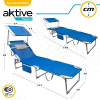 Plegable con Parasol Gris, Antivuelco, Reclinable 3 Posiciones, Material: Acero y textileno, Medidas: 193x53x30cm, Peso máx. soportado 110Kg, Tumbonas Plegables (62288) - details 30