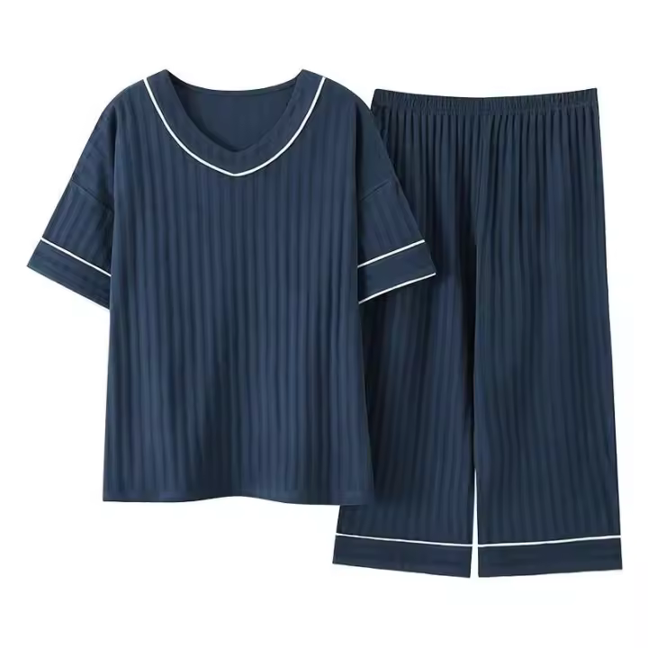 Conjunto de pijama de dibujos animados para mujer, pijama informal con cuello redondo, pantalones cortos y pantalones cortos, 100% algodón, verano, M-5XL - 1