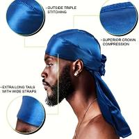Gorro de seda Durag para hombre, Bandana sedosa Du Rag Doo Rag, gorro con ondas de cola larga - details 1