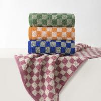 Toalla facial de algodón puro absorbente, gruesa, suave y cómoda, tablero de ajedrez, 34x75cm - details 1