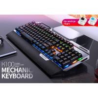 K100 Metal Verdadero Teclado Mecánico Pomo Reposamanos Gaming Eje Cian Cableado USB - details 5