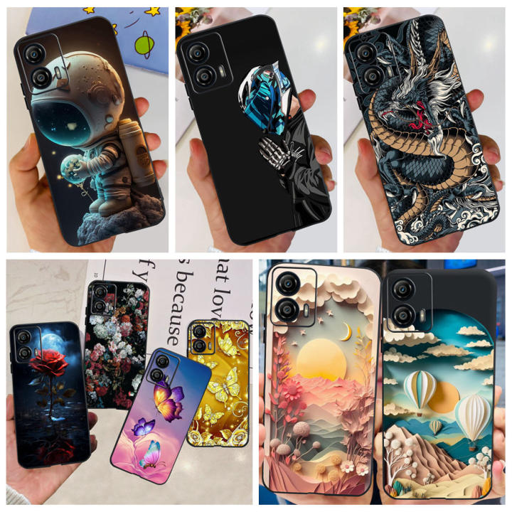 Funda de silicona líquida para Motorola Moto G53, XT2335-2, negra, parachoques, Coque MotorolaG53 G 53 5G, Marble Space Man Dragon Capa