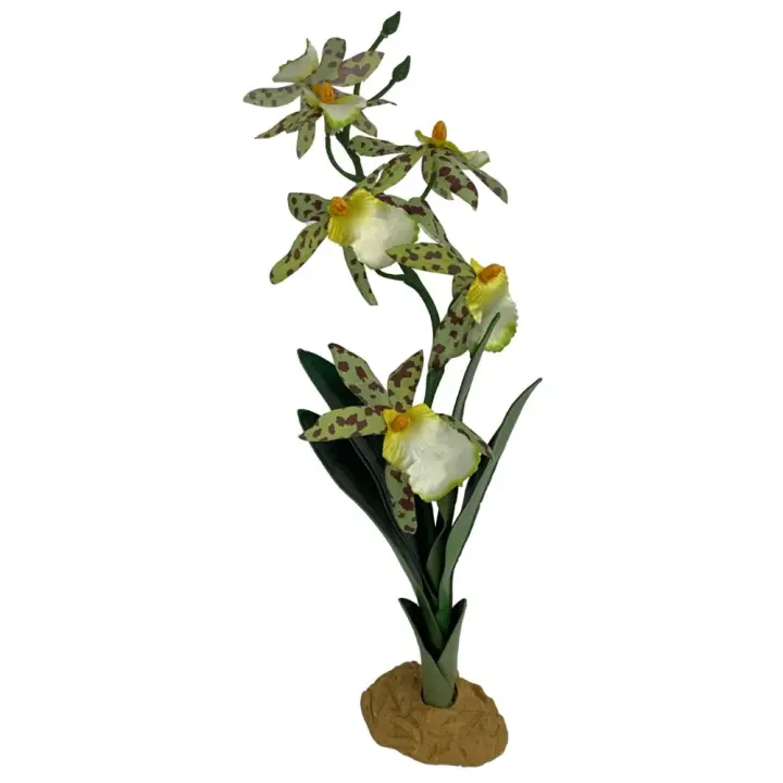 Komodo planta de orquídea con Base de grava para acuario, reptil o pecera, seda, 14 pulgadas de alto - 1
